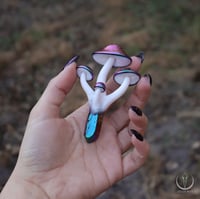 Image 4 of Cosmic Fungi necklace with aura quartz