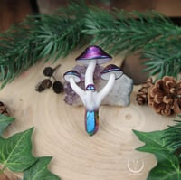Image 1 of Cosmic Fungi necklace with aura quartz