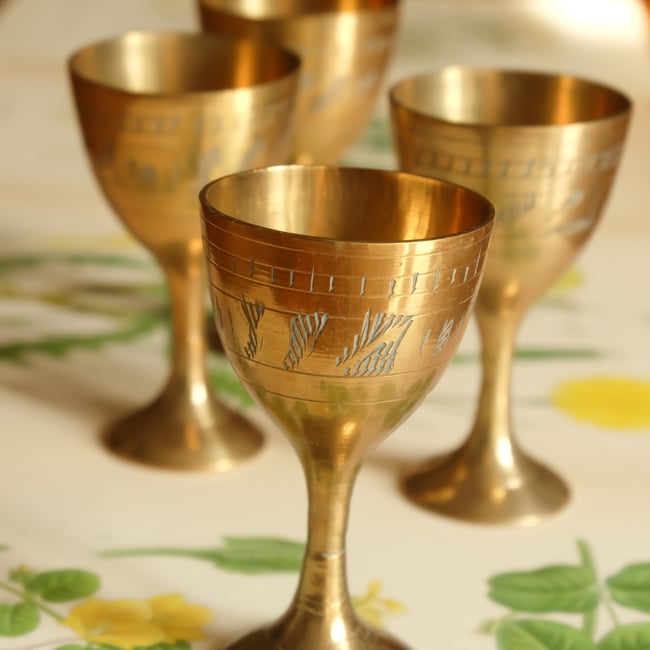 Set of 4 Brass Egg Cups