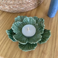 Image 2 of Large Green Flower Candle / Trinket Dish