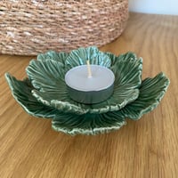 Image 1 of Large Green Flower Candle / Trinket Dish