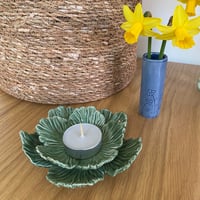 Image 3 of Large Green Flower Candle / Trinket Dish