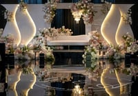 Staging design  with Artificial flowers backdrop design 