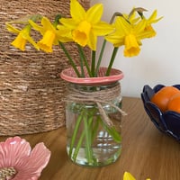 Image 1 of Handmade Ceramic Curved Flower Frog – Translucent Pink