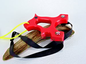 Image of Slingshot, Red Textured HDPE Catapult Sling Shot, The Hollligan Frame, Right handed
