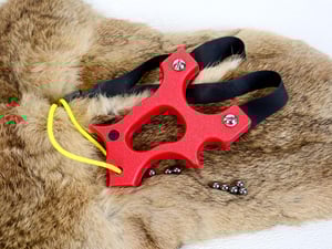 Image of Slingshot, Red Textured HDPE Catapult Sling Shot, The Hollligan Frame, Right handed