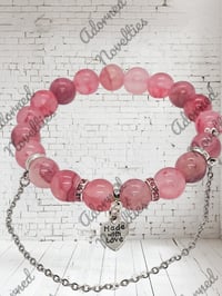 Image 3 of ANA826104 - Pink bead Chain link bracelet
