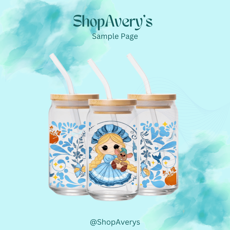 Image of Princess Inspired on 16 oz glass can.