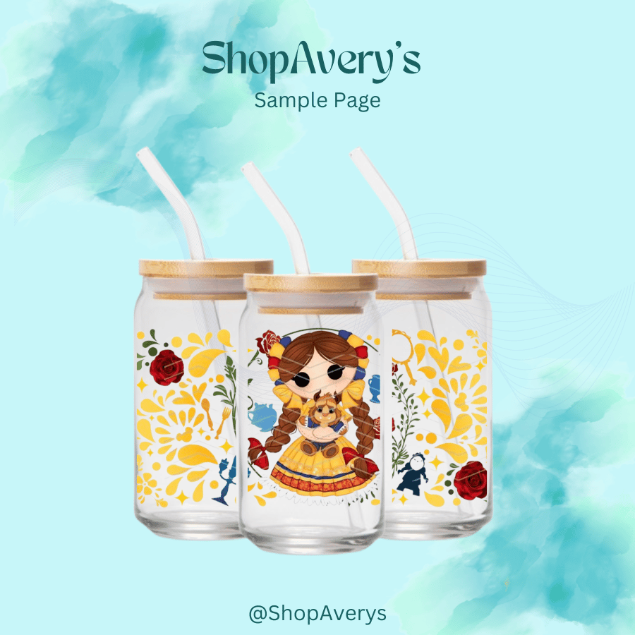 Image of Princess Inspired on 16 oz glass can.