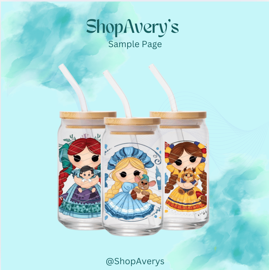 Image of Princess Inspired on 16 oz glass can. 