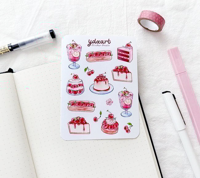 Cherry Desserts Sticker Sheet