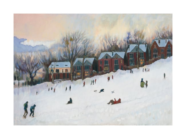 Giclee Print  - Sledgers on the Big Hill at Meersbrook Park