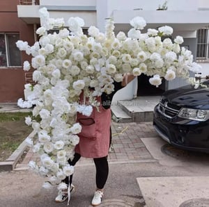 Image of Flower runner silk  flowers for stage design  l shape