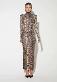 Image 2 of AVA Leopard Turtleneck Maxi Dress 