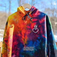 Image 5 of Ice Dyed Rainbow Scrunch Pattern (Med) Adult Hoodie