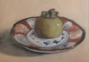 Image 1 of Nature morte au kaki sur une assiette japonaise