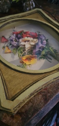 Image 2 of Vintage Pressed Flower Artwork in Ornate Wood Frame