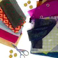 Image 5 of 5" Sari Fabric Squares Mixed Colours