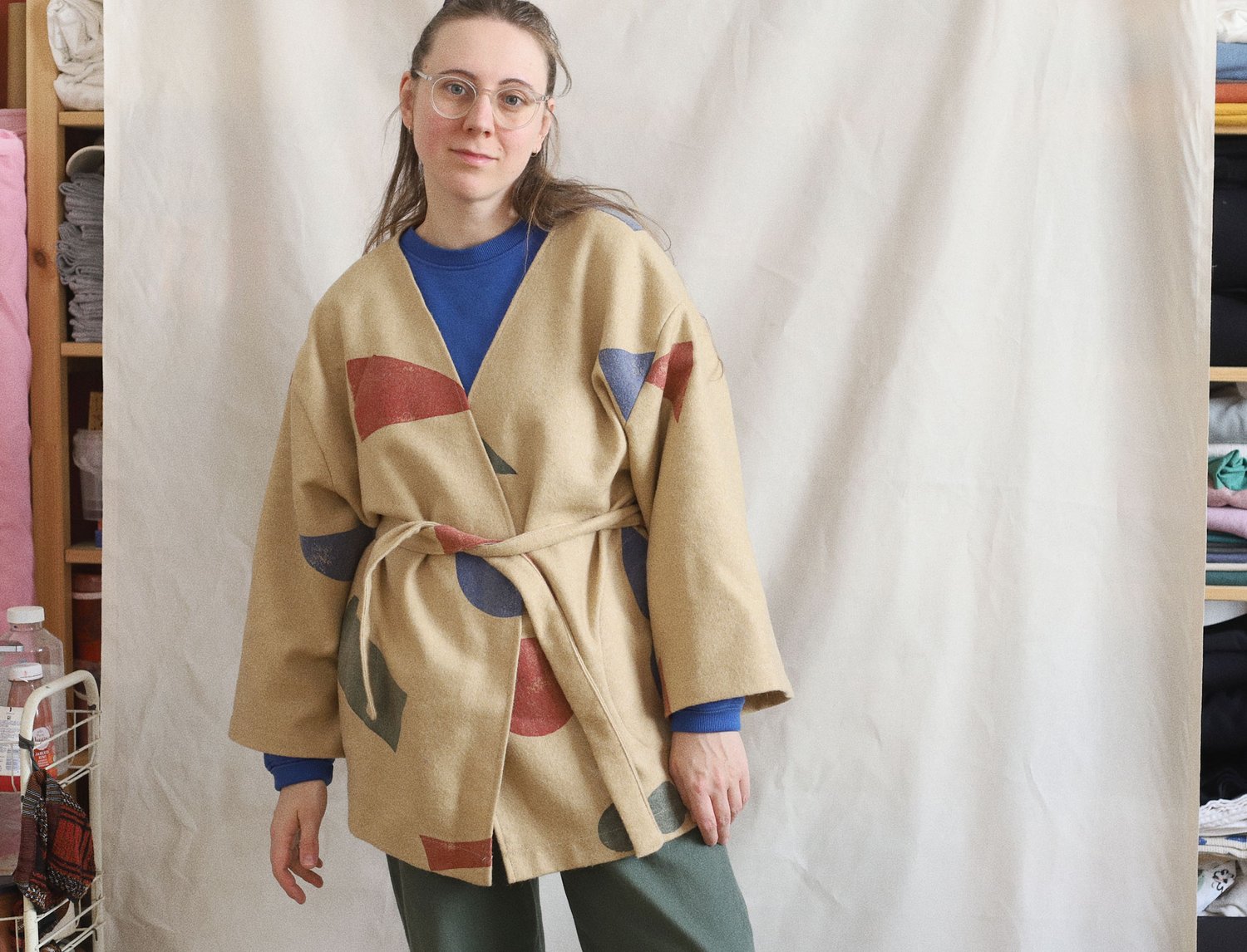 Image of WOOL KIMONO-JACKET WITH SHAPES