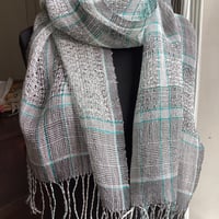 Image 1 of Silver Lace handwoven scarf