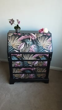 Image 1 of Writing Bureau with Fern Decoupage.