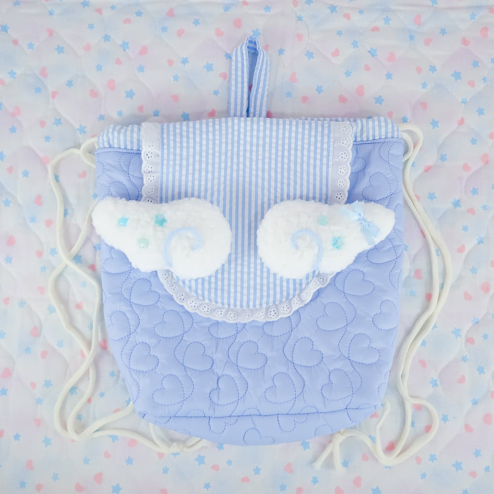 Angel Drawstring Backpack: Blue