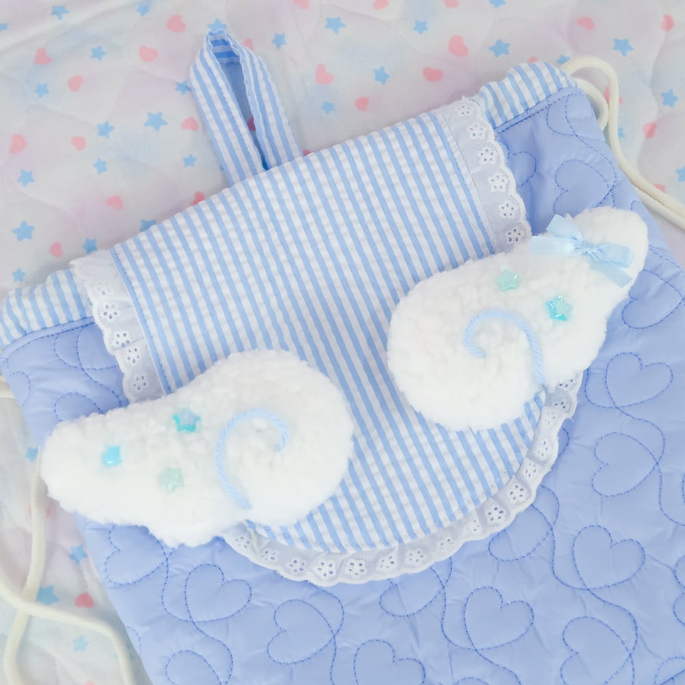 Angel Drawstring Backpack: Blue