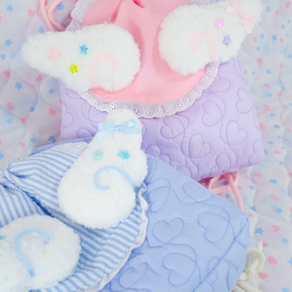 Angel Drawstring Backpack: Blue