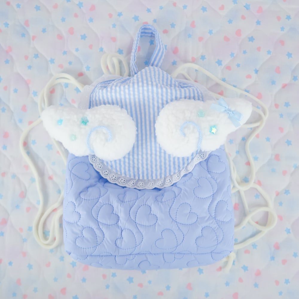 Angel Drawstring Backpack: Blue