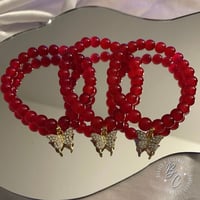 Red Beaded Butterfly Charm Bracelet