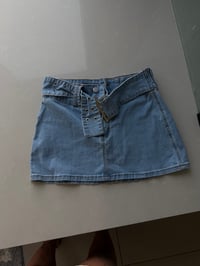 blue belt jean skirt (sz med)