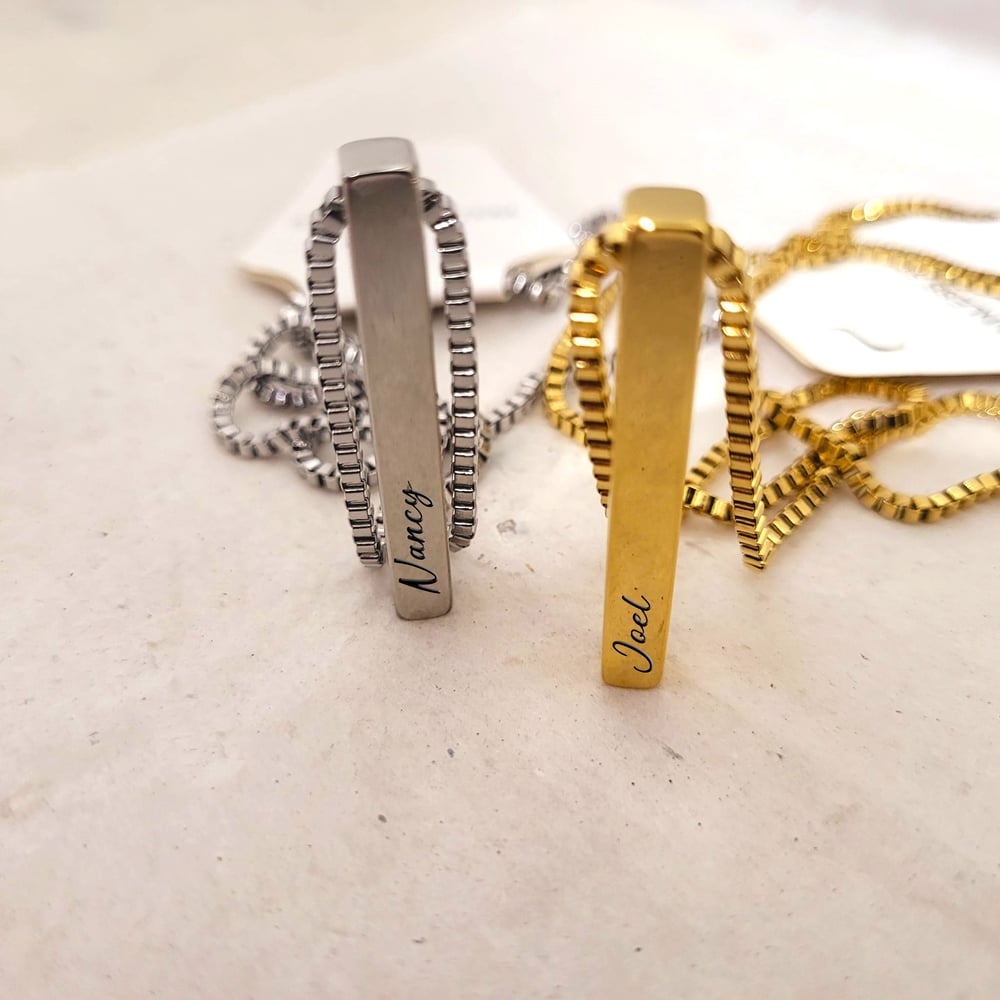 Image of Custom Engraved Bar Pendant Necklace