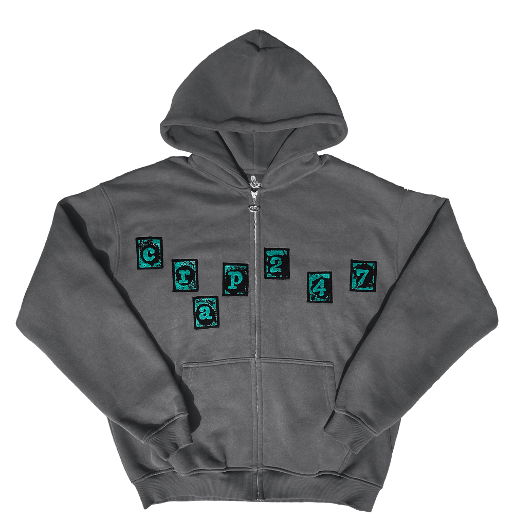 Appliqué Pat¢hed Stamp Hoodie (Dark Grey)
