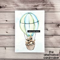 Welcome Baby - Owl in Hot Air Balloon - Baby Card