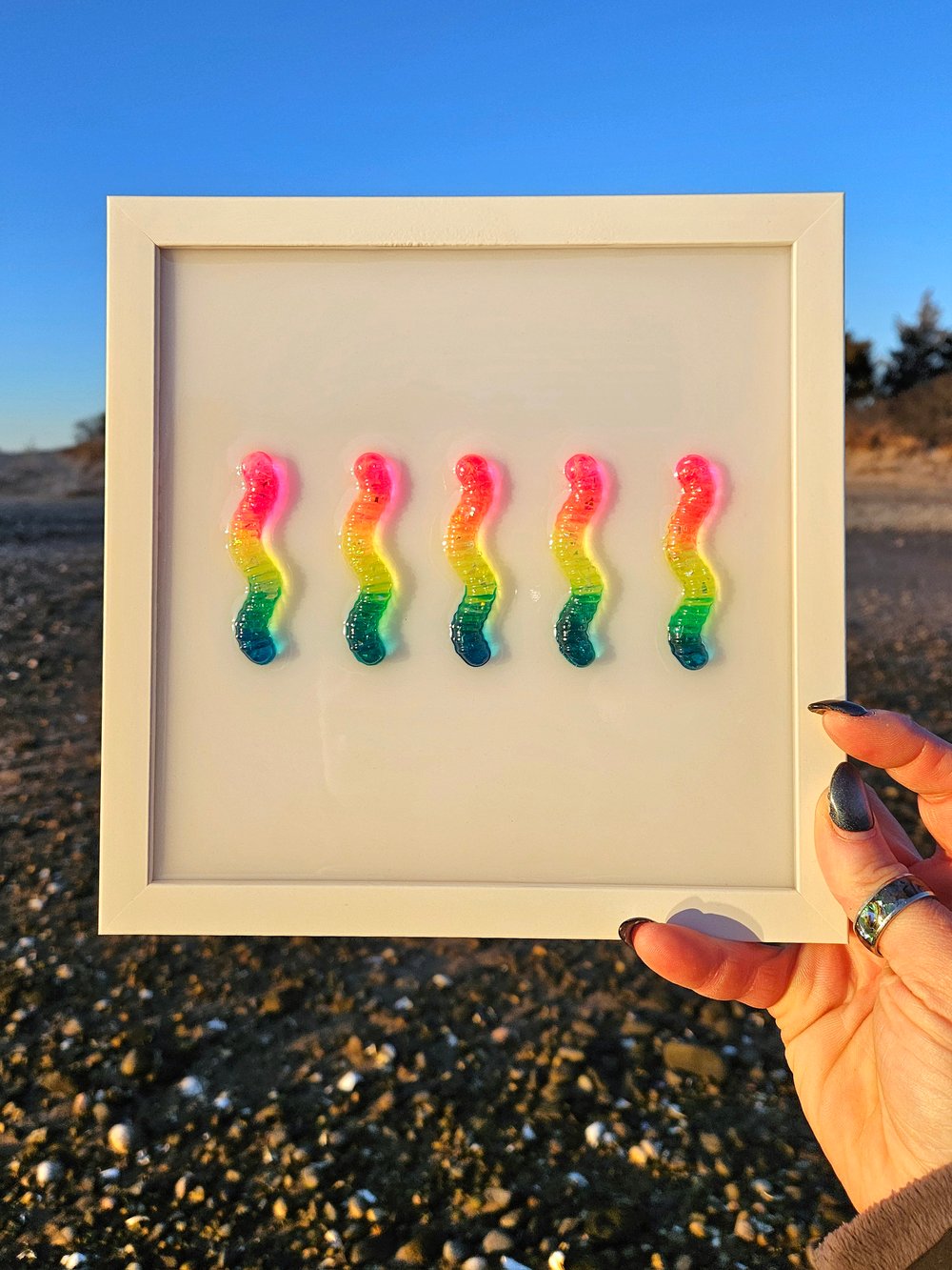 Image of 3-D Rainbow Gummy Worm Framed Wall Art