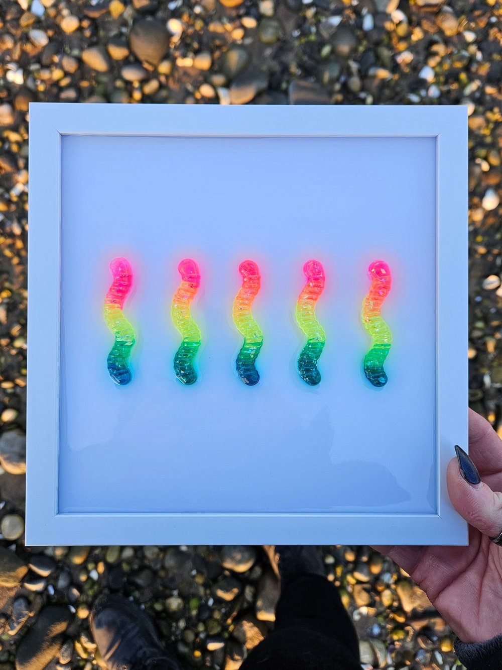 Image of 3-D Rainbow Gummy Worm Framed Wall Art