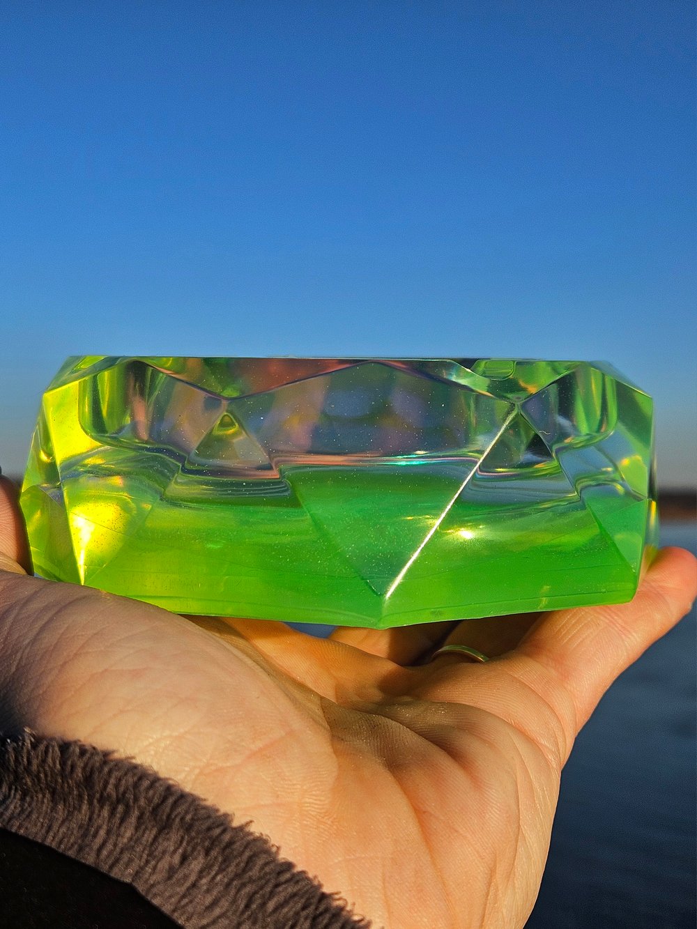 Image of Iridescent Vaseline Glass Inspired Ashtray