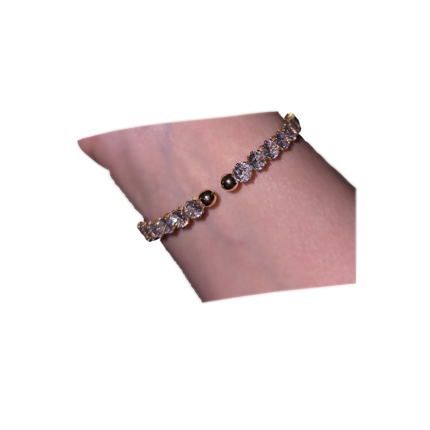Image of Cue The Sparkle Cubic Zirconia Cuff Bracelet in Gold