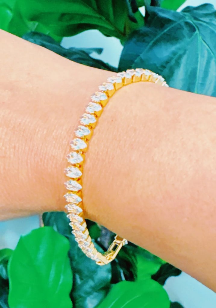 Image of Cue The Sparkle Cubic Zirconia Cuff Bracelet in Gold