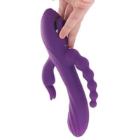Image 4 of Fourgasm Triple Stimulator Sucking Rabbit Vibe in Purple