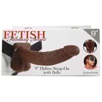 Image 1 of Fetish Fantasy 9 Inch Hollow Strap-On with Balls in Chocola