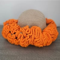 Signature Tan & Orange Ruffle Hat