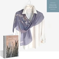 Image 1 of 'The Art of Susan Unger' book + Cyan leaves crepe foulard (221)
