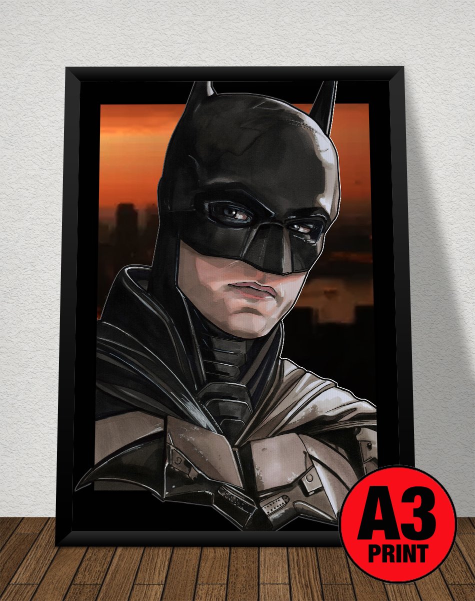 The Batman A3 Art Print Signed - Movie Comic Style Illustration Pattinson