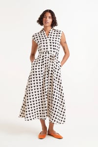 Image 1 of Vestido midi con estampado de corazones