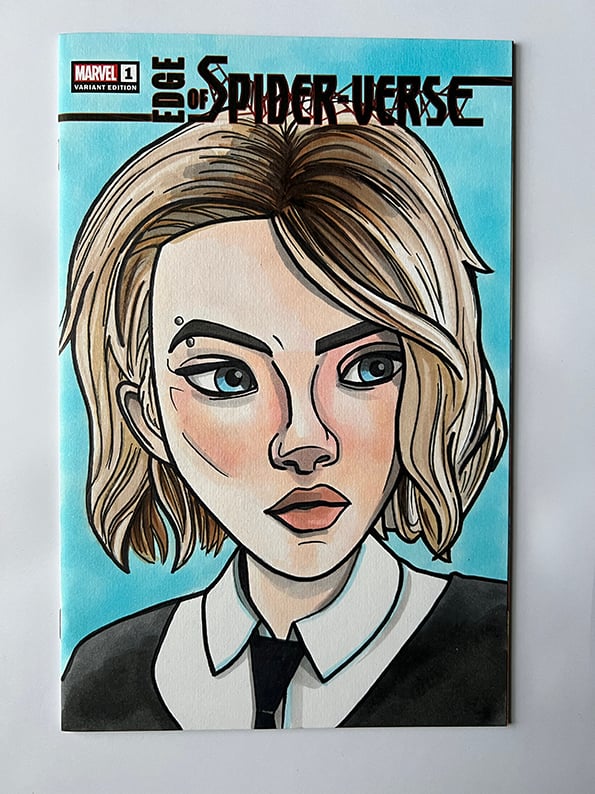 Gwen Stacy (Ghost-Spider) Sketch Cover Comic Book 1/1 - Original Art Animated Style