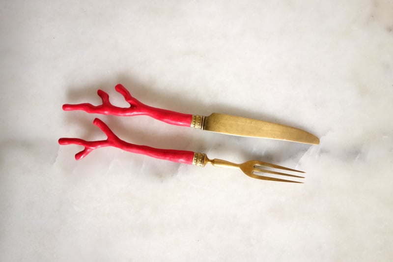 Image of Duo Couverts Corail - Fourchette & Couteau 1