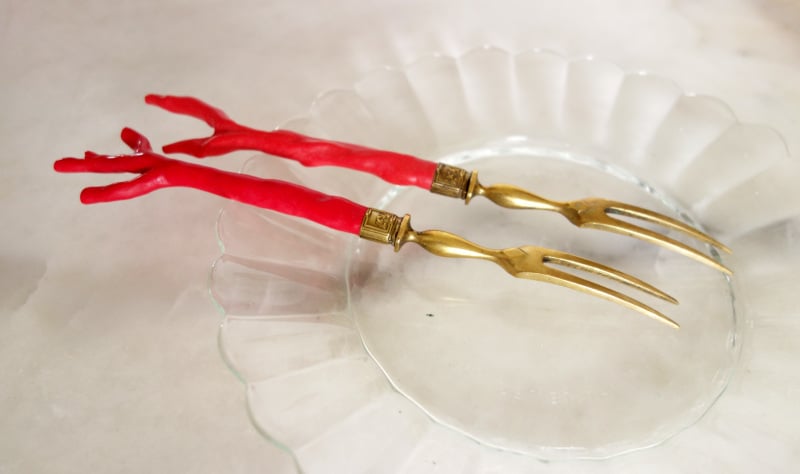 Image of Duo de fouchettes manche corail