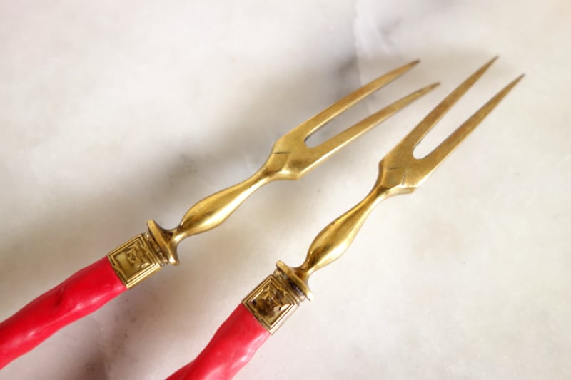 Image of Duo de fouchettes manche corail