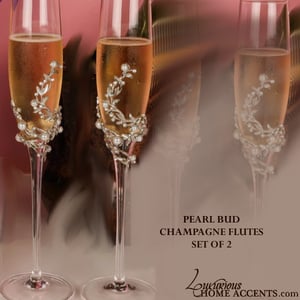 Image of Pearl Bud Silver Champagne Flutes